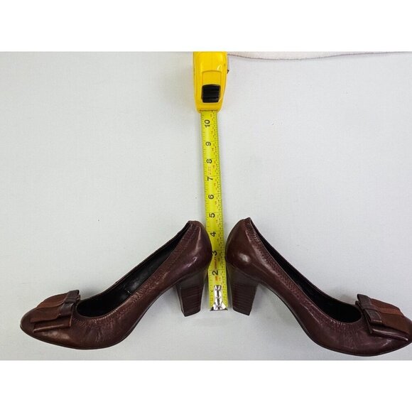 Franco Sarto Size 6.5M Womens Chocolate Brown Slip On Bow Accent Heel Shoes - Picture 3 of 14